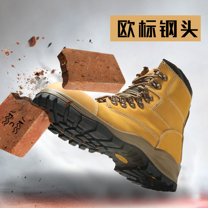Genuine Leather Safety Boots With Rubber Sole Sturdy And Comfortable Work Shoes