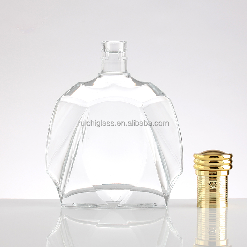 Aluminum Plastic PP Collar 750ml Empty Glass Bottles for Customized XO Brandy