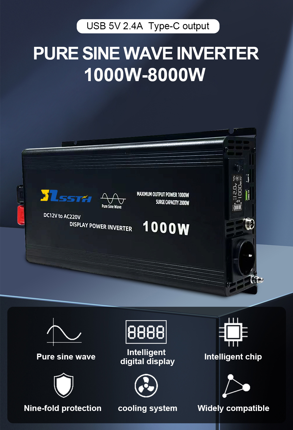 High-Capacity Pure Sine Wave Inverters 2000W-16000W Peak with Advanced Surge Protection