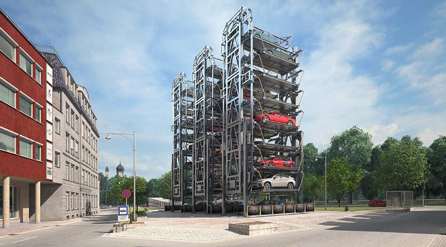 Motor Chain Drive Vertical Rotary Parking Lift For Multistory 40 Tons Capacity