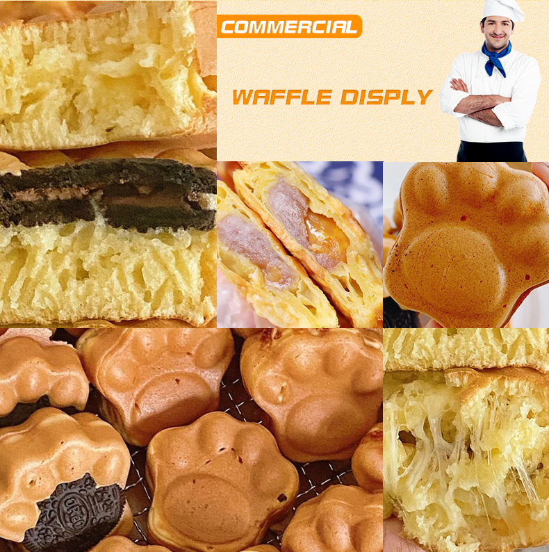3000W Bear Paw Muffin Baking Machine with Cat Paw Shape Voltage 220v Cartoon Waffle