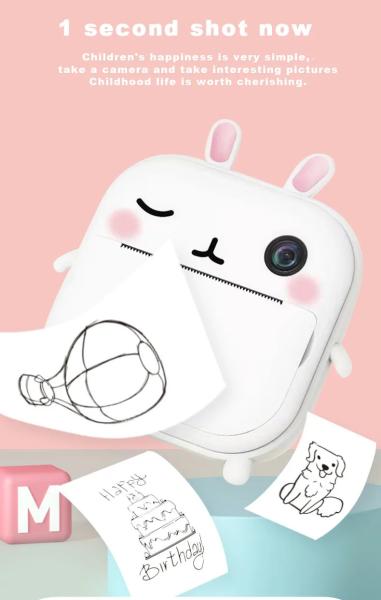 Kids Instant Printing Digital Camera, 2.4 Inch Selfie Screen 1080P HD Camera
