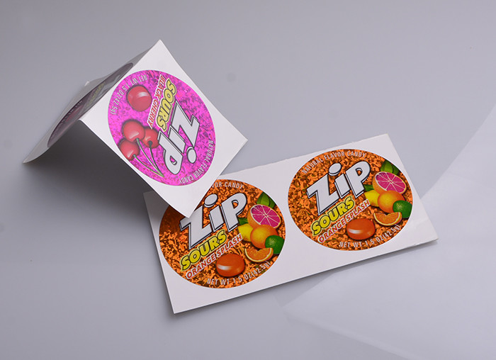Personalized printing permanent adhesive hologram vinyl candy box packaging sticky labels