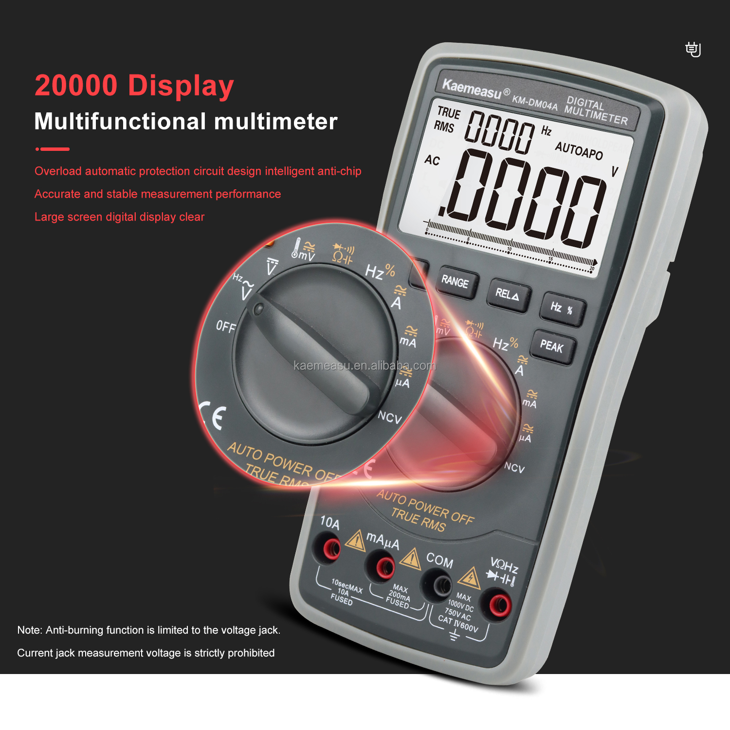 20000 Counts Auto Digital Multimeter Electrician Bench Autorange Multimetro for Professionals