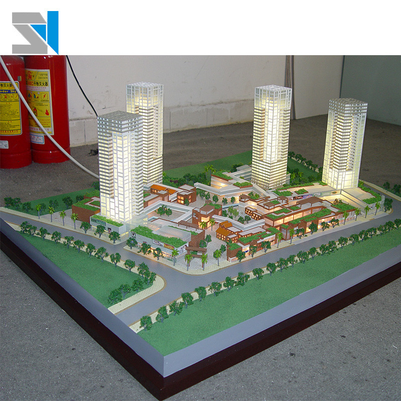 Residential architectural 3d scale model with led warm lighting, 1/100 scale house model