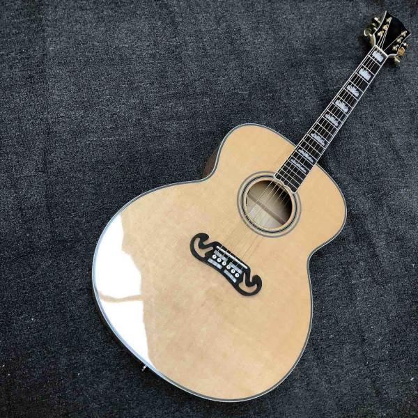 Custom Grand GJ200FR Acoustic Guitar Red Flamed Maple Wood Back Side Abalone