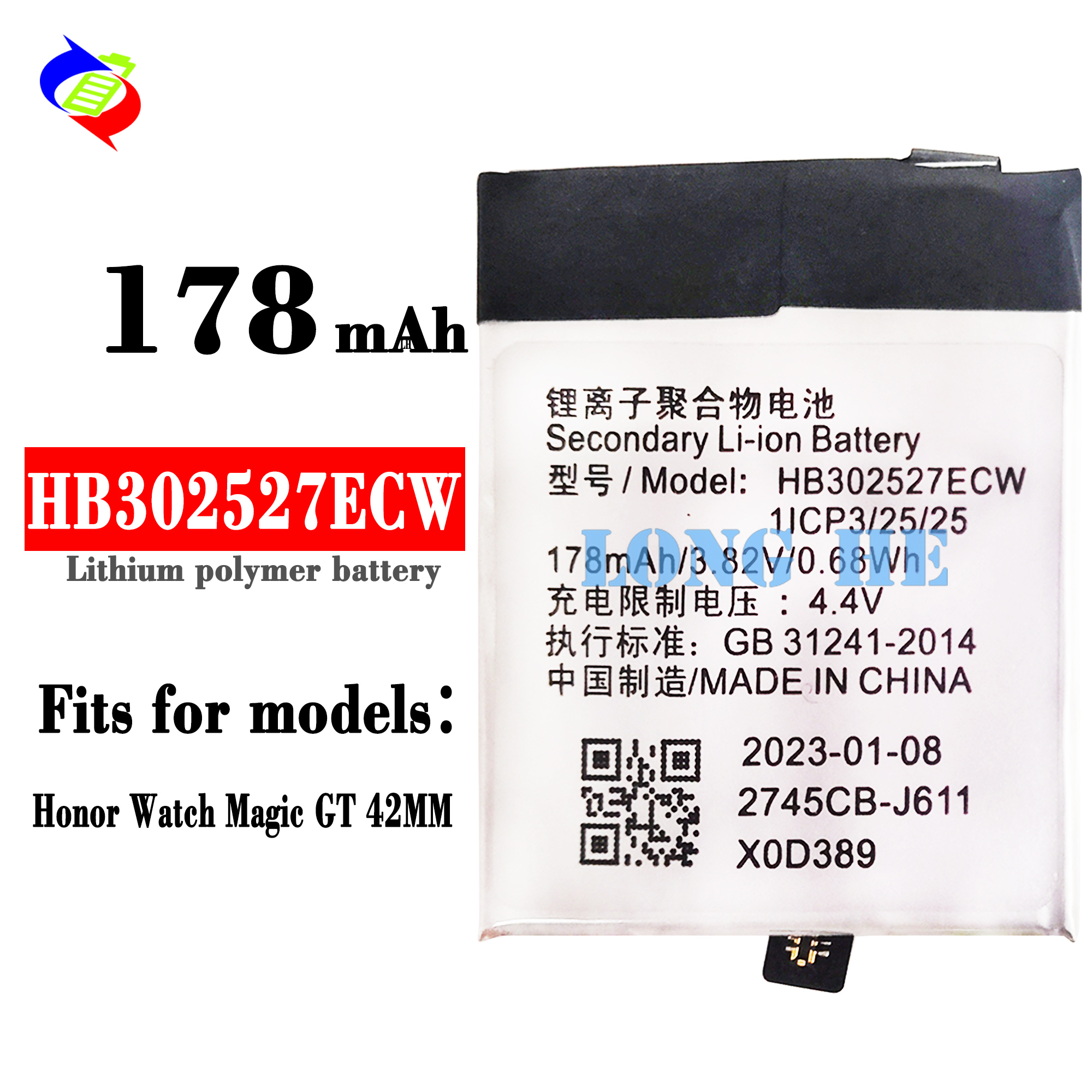 178mAh 0cycle Watch Battery HB302527ECW for Huawei Honor Watch Magic GT 42mm Original Replacement