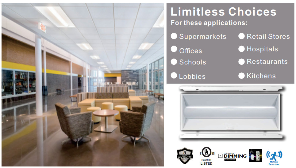 Commercial 50W 2x4 LED Troffer Lights 3000-5000K 9600 Lumens