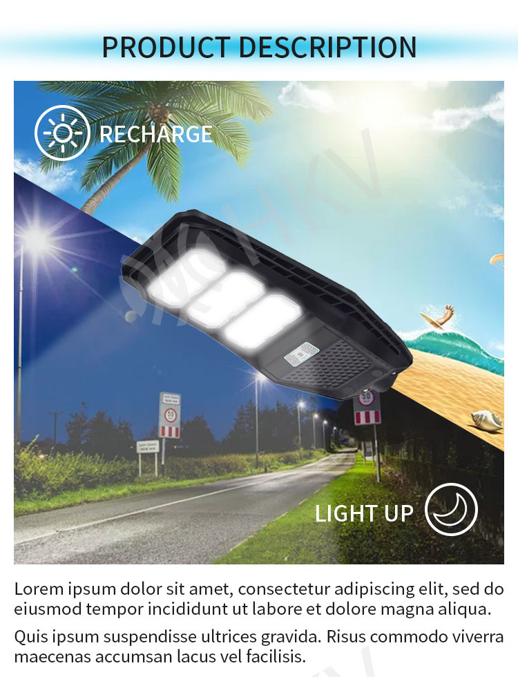 Outdoor 100w All In One Solar Street Light Ip65 SMD LED Street Light