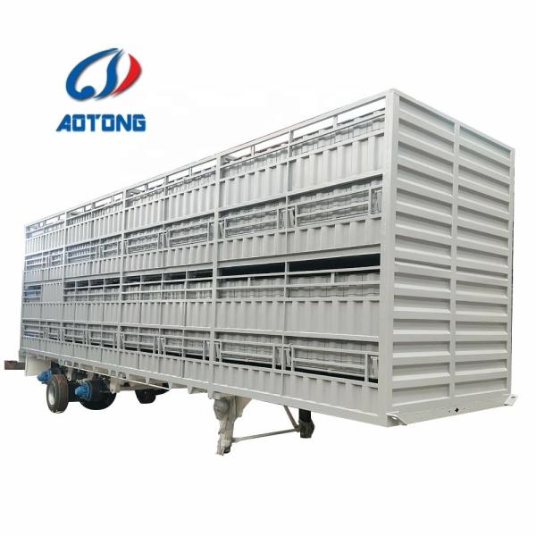 3 Axles Two Storages 50 Head Cow Livestock Fence Truck Trailer for Cattle