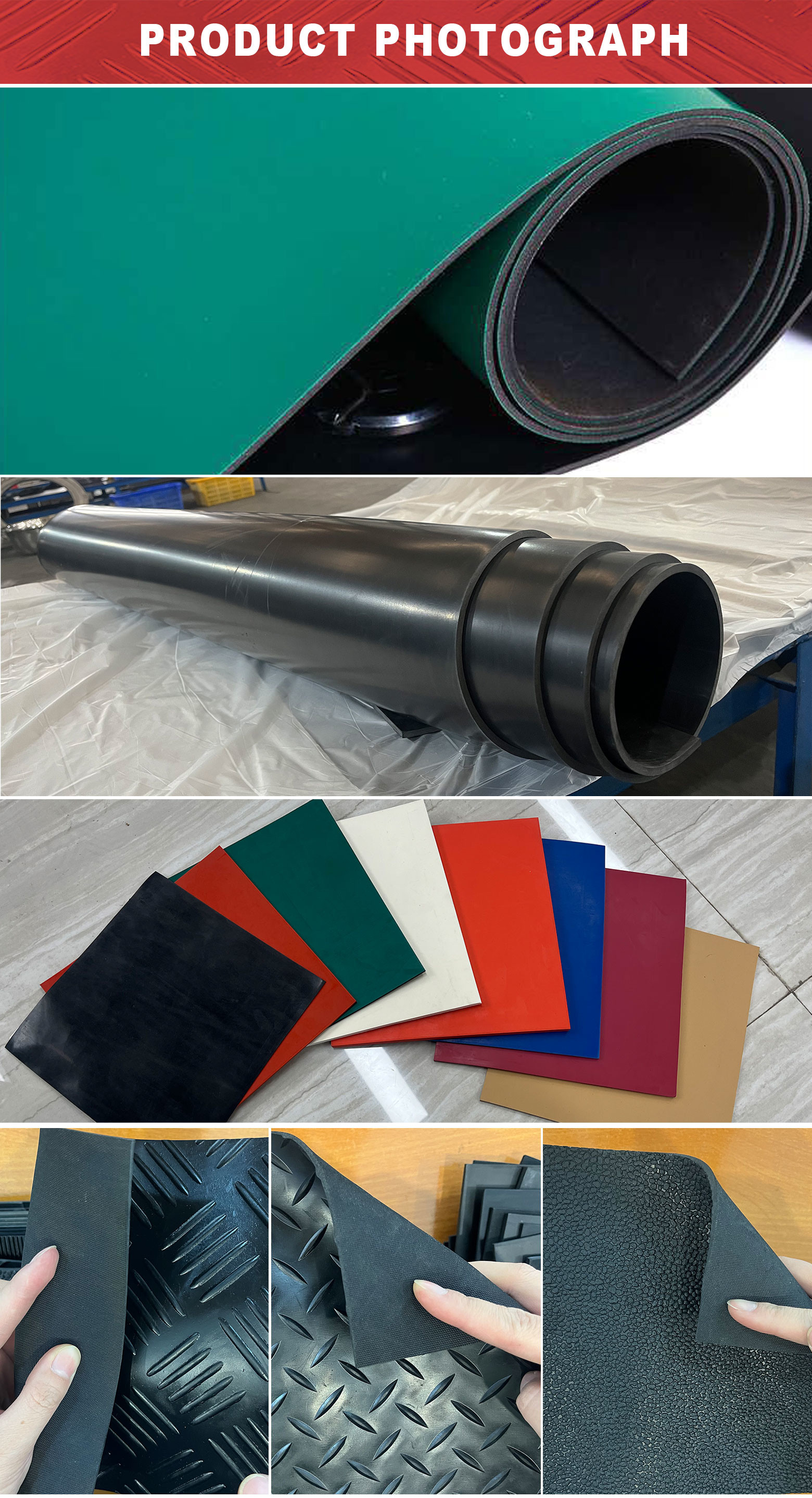 Customizable Rubber Sheet in NBR / SBR / NR / EPDM / Silicone / FKM Etc Length 1-50m