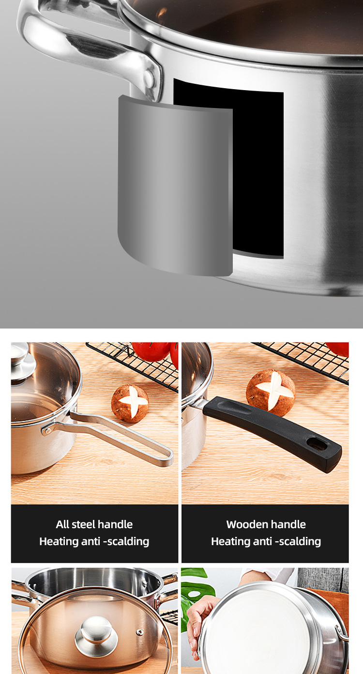 Escalation Series 5Pcs Multi-Purpose Kitchen Pots Cooking Cookware Sets Stainless Steel Pots Sets