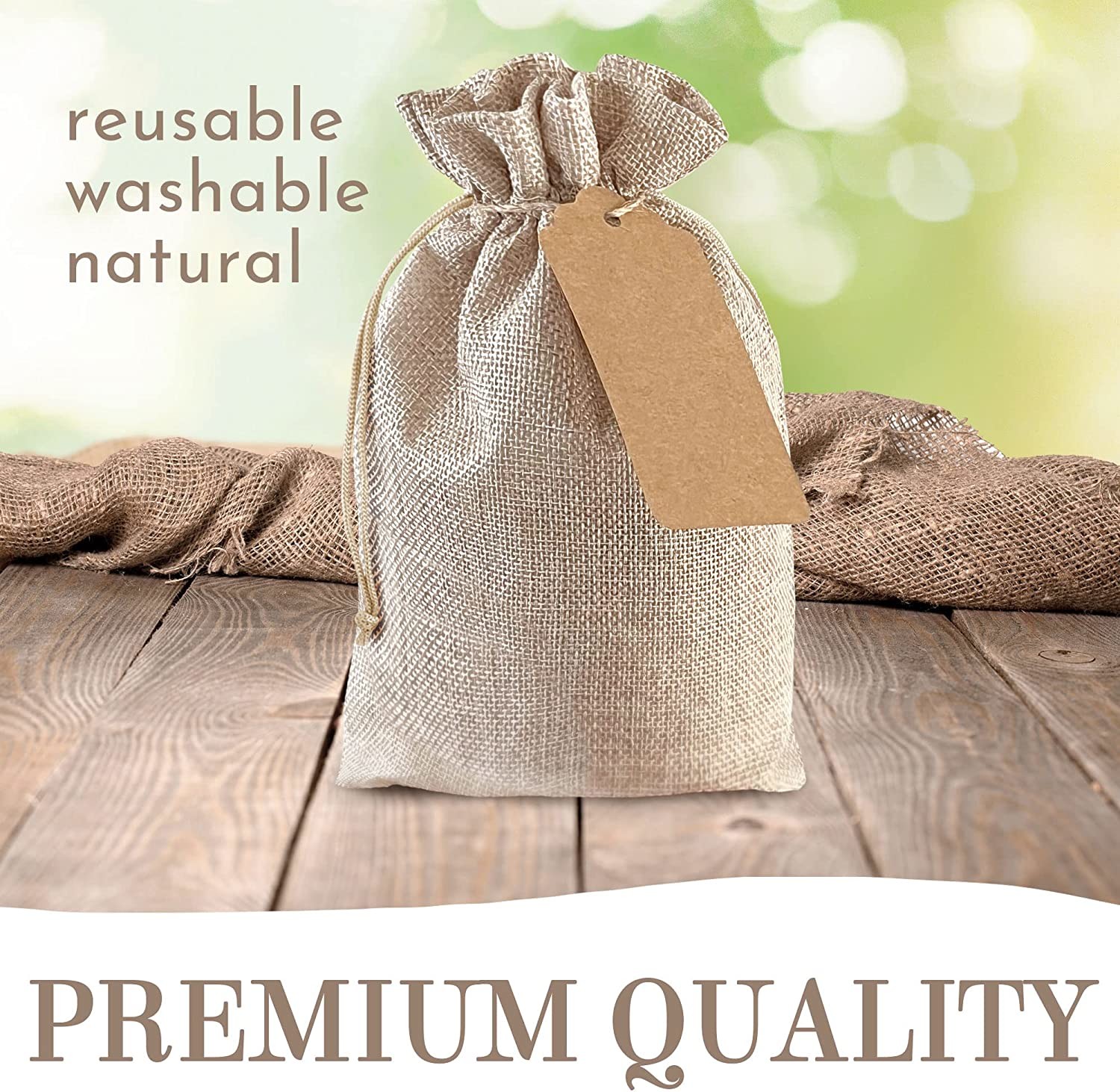 burlap drawstring bags 6.6x9 inches with 50 tags and 50 tags. Burlap bags for all occasions. Reusable gift bags