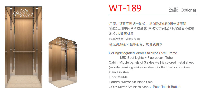 Luxury Cabin 400Kg Residential Home Elevators 5 Persons Rated Speed 0.4M/s