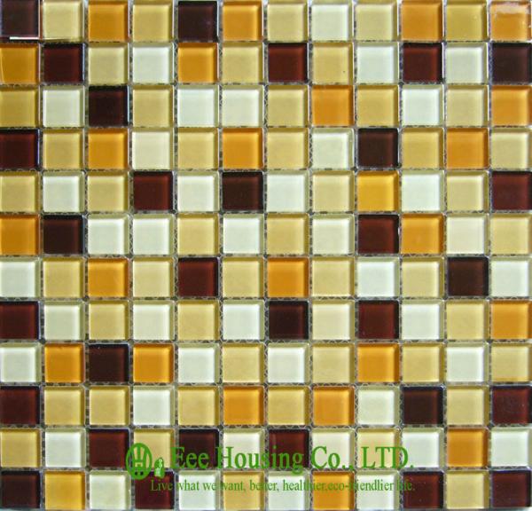 Mixed Color Glass Crystal Mosaic Tile for indoor &outdoor walls,Glass mosaic