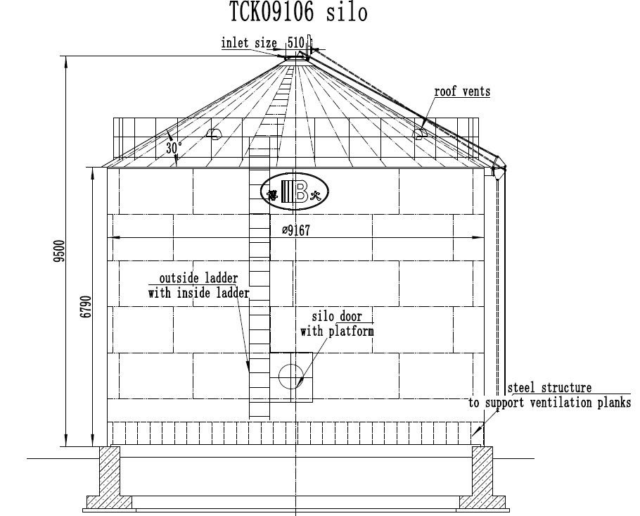 500/1000/10000 Ton Vertical Grain Silo Machine Hot Dip Galvanizing Coating For Storage