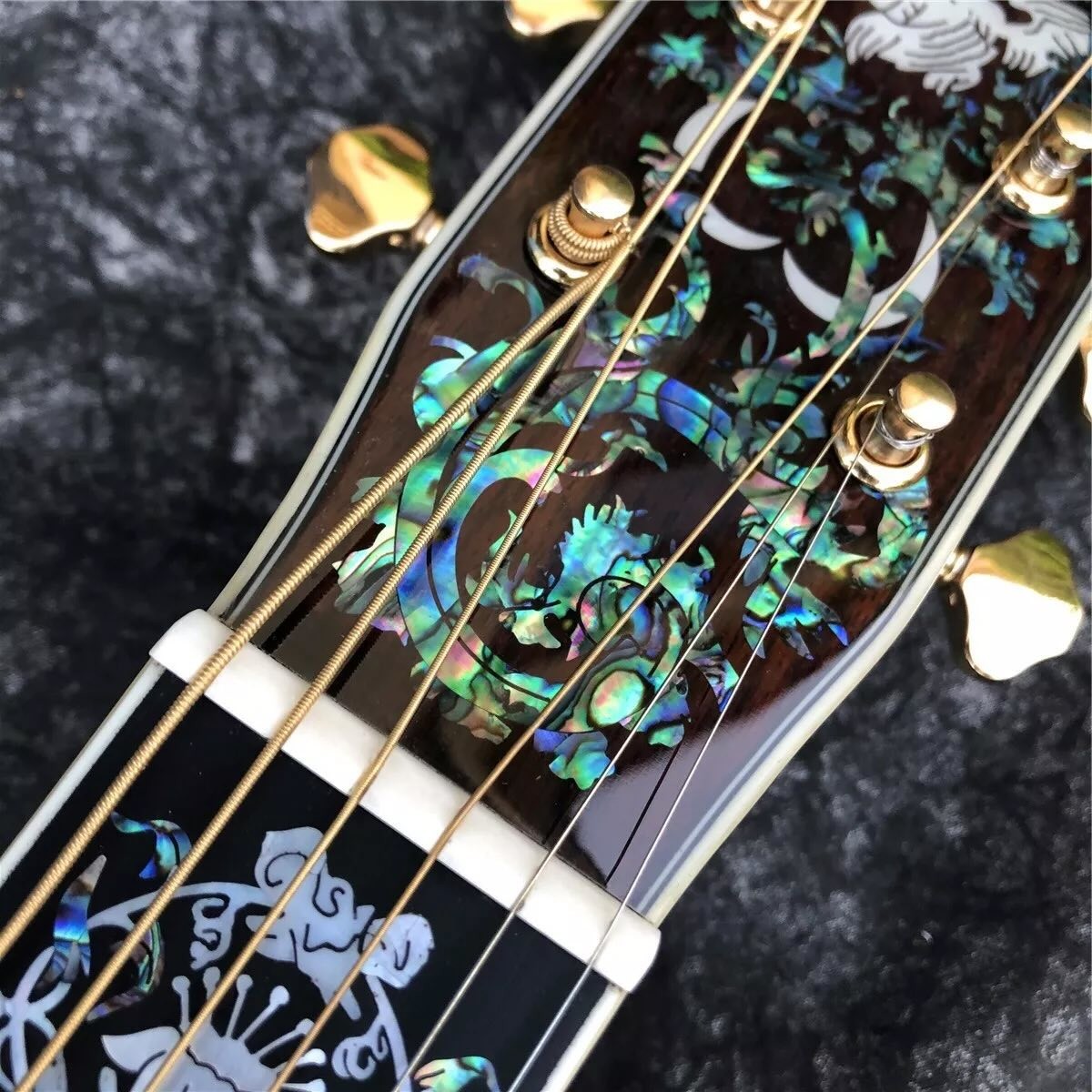 All Solid Wood Retro 41" D Type Acoustic Guitar Abalone Inlay Ebony Fingerboard