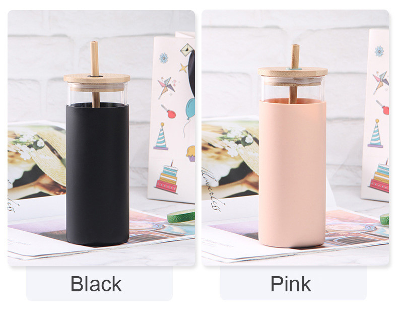 Safety Durable 500ml 600ml Bpa Free Glass Water Bottle With Bamboo Lid Borosilicate Glass Tumbler Multiple Color Ideal For Home School Office