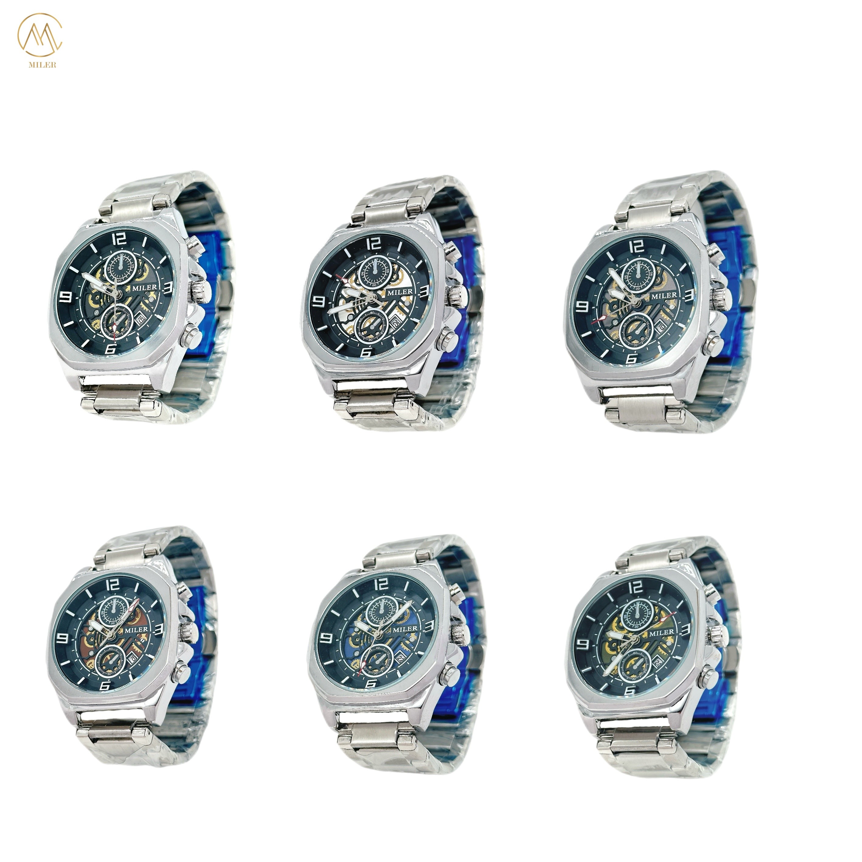 ML1113-Silver Bezel Luxury Trend Design Men Quartz Watches With Stainless Steel Band