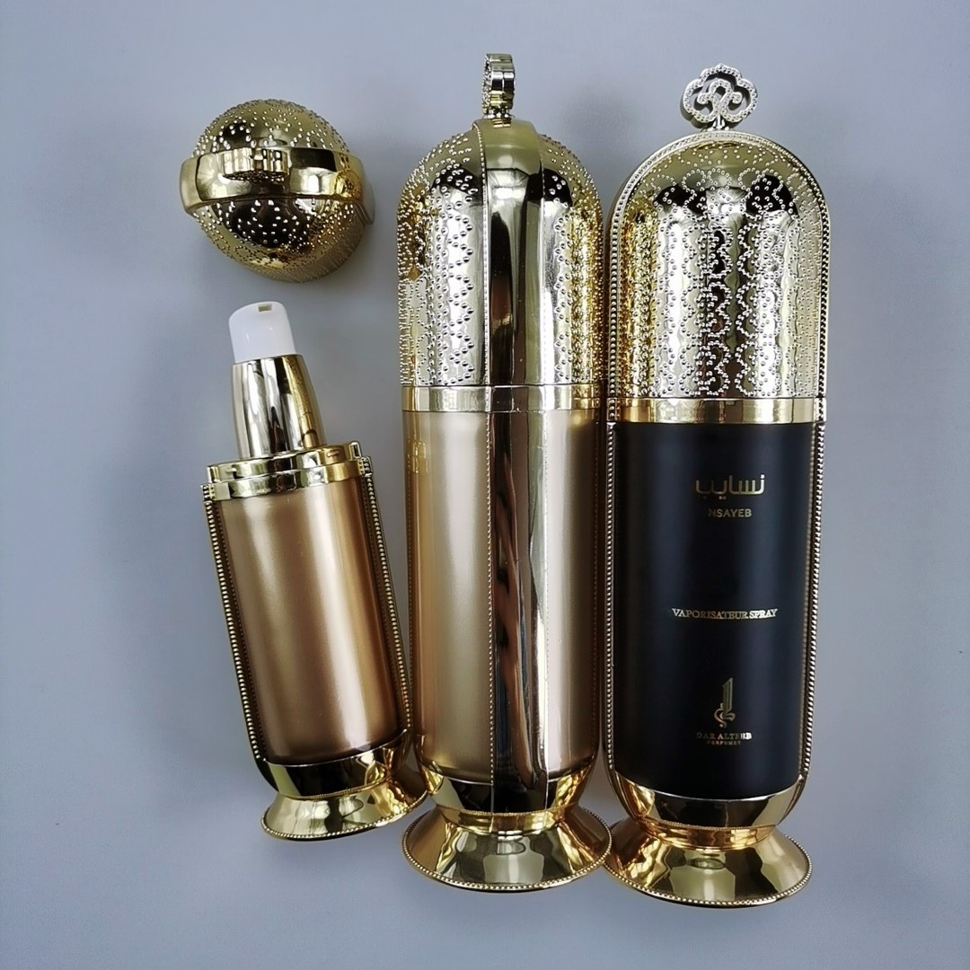Acrylic Gold Crown Emulsion Bottle Cosmetic Packaging Bottle 50g 120g Luxury Acrylic