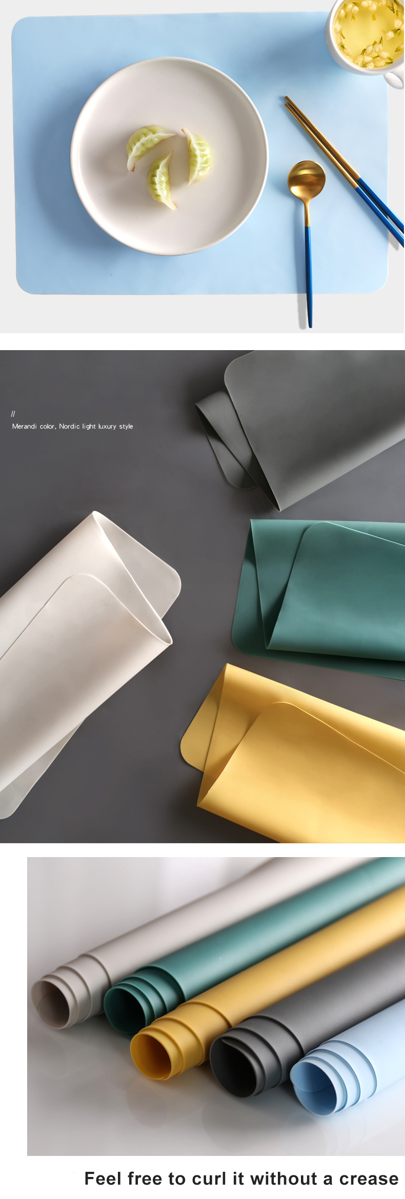 BPA Free Anti Slip Silicone Dining Table Mat 40x30cm 60x40cm