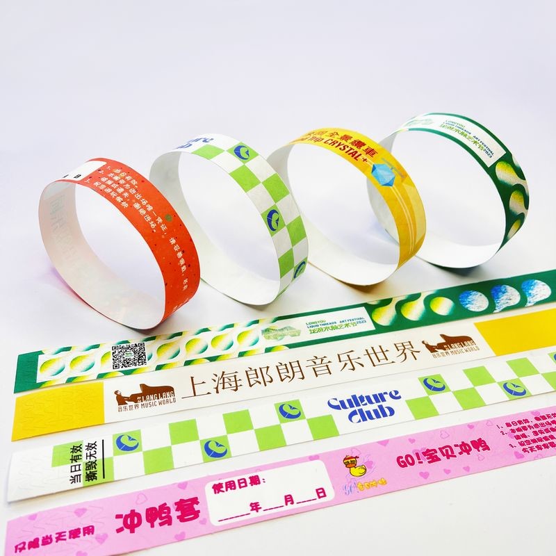 Durable Tyvek Paper Event Wristbands with Bar Coding and Full Color Printing