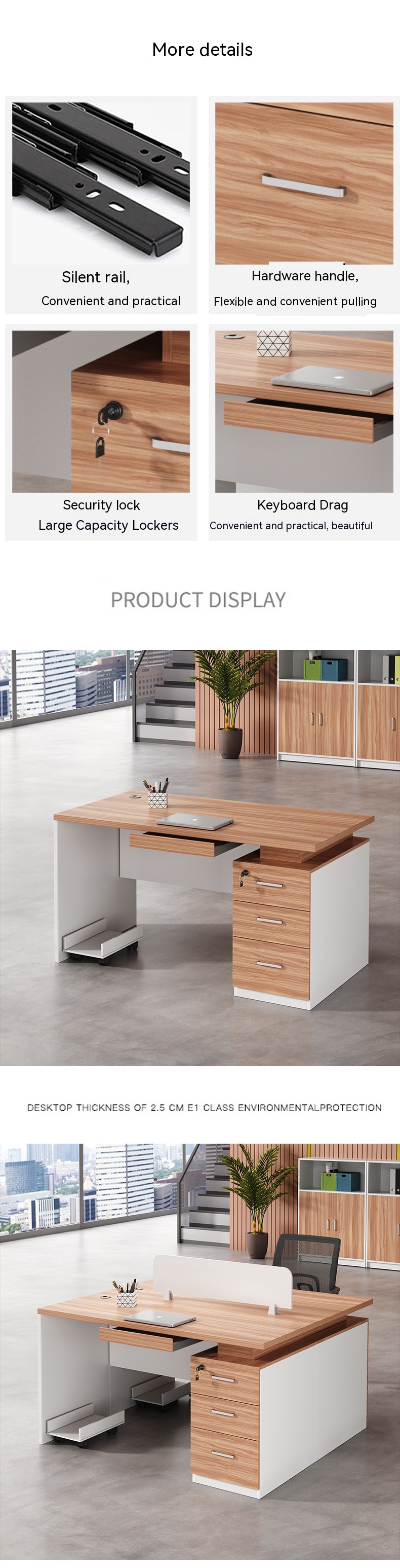 Desktop Computer Office Desk and Chair Combination for Simple Modern Writing Workstation
