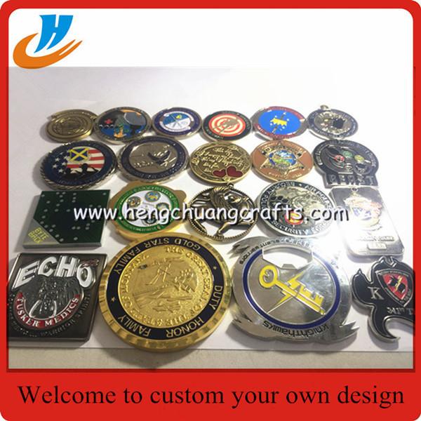 Wholesale coins,kinds of metal challenge souvenir coins with plated gold silver