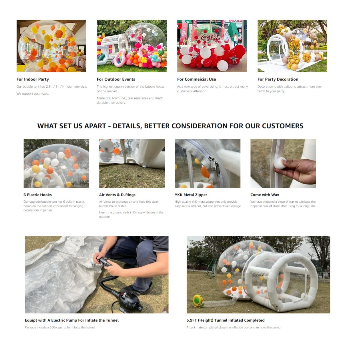 Inflatable clear dome New design bubble hotel camping inflatable bubble tent bubble house inflatable