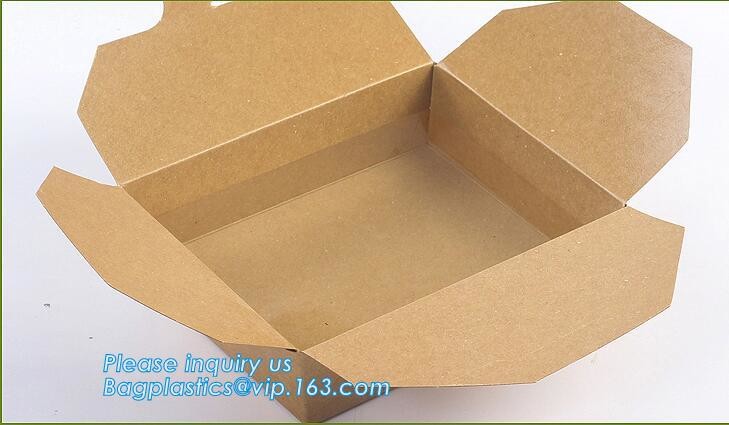Cheap Cardboard foldable kraft paper lunch box with window,Lunch noodle fast food kraft paper box by customized logo pri