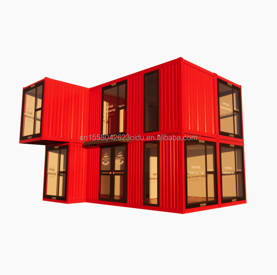 s Modern Double-Story Glass Walls Container House using 50/75/100mm Wave Sandwich Panel Detachable Collapsible Steel Van for Office
