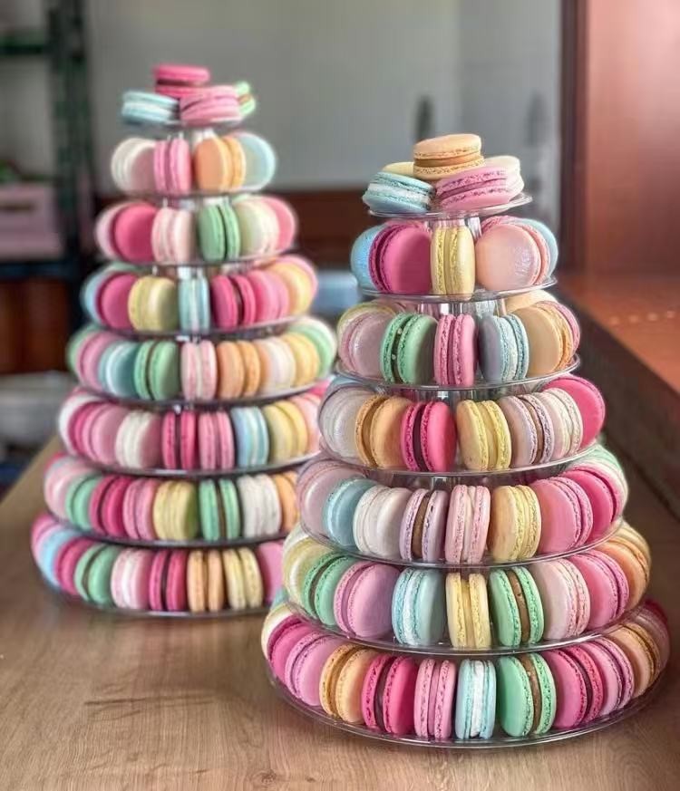 Hot Stamping Macaron Transparent Box Top And Bottom Lid Macaron Display Rack 12pcs