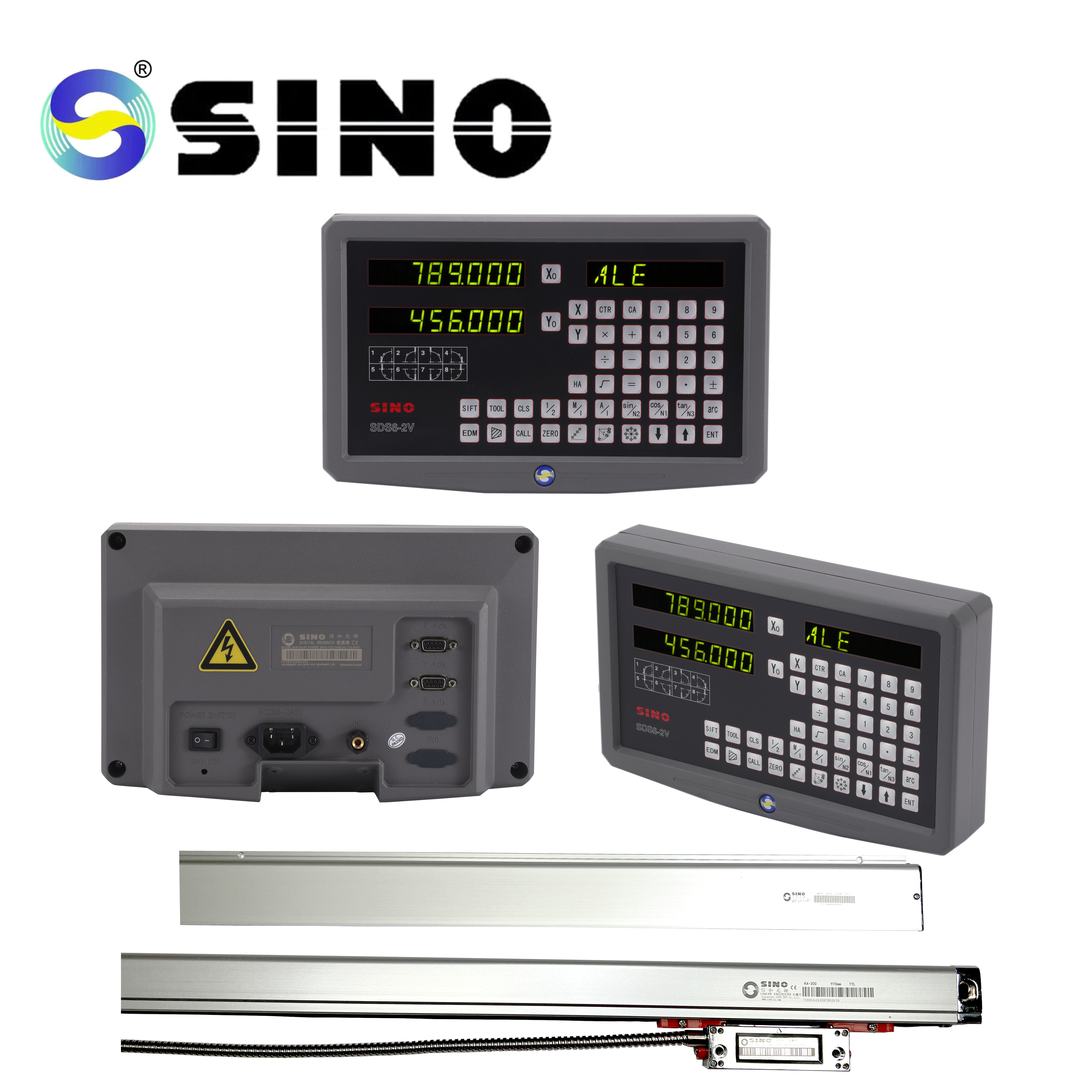 Digital Readout Display With Linear Glass Scale SINO 2-Axis SDS6-2V