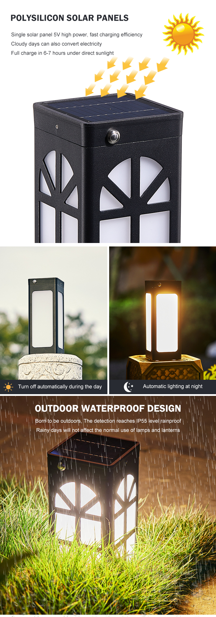 Outdoor Lampshade Solar Deck Post Lights For Decorations Patio Porch Courtyard
