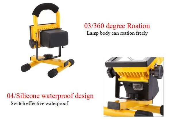 Emergency Outdoor Rechargeable LED Flood Light IP65 Waterproof 4-5 Hours