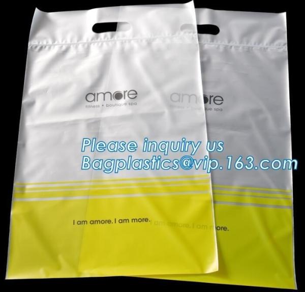 Custom printed die cut handle plastic bags manufacturer 12 x 15 inch light green