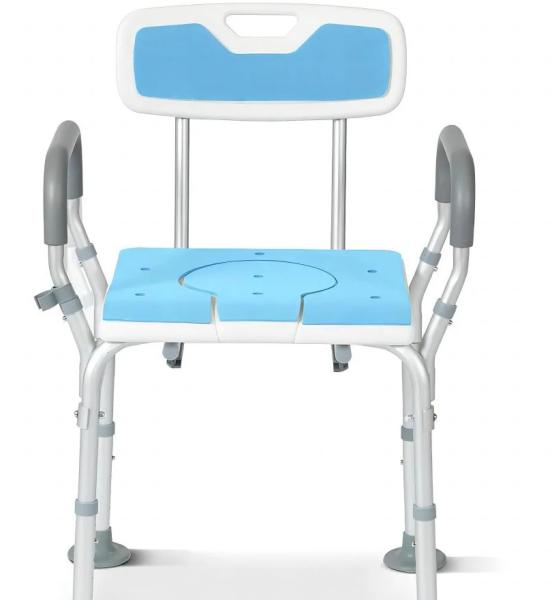 Adjustable Folding Bath Chair Elderly Bathroom Seat Shower Bath Commode Chair
