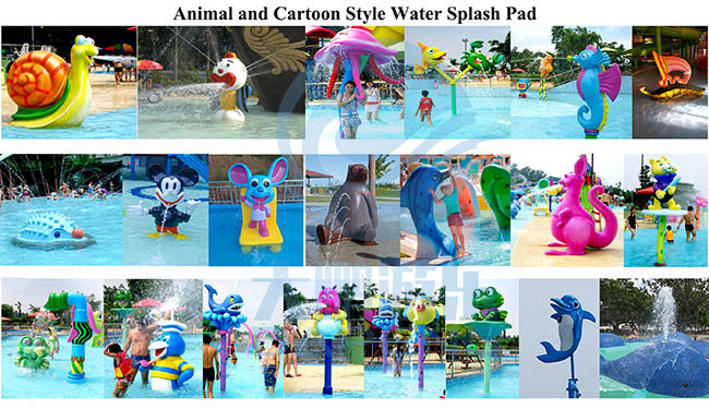 Adventure Park Rain Splash Pad Toys Fiberglass Column Fountain Spray Set