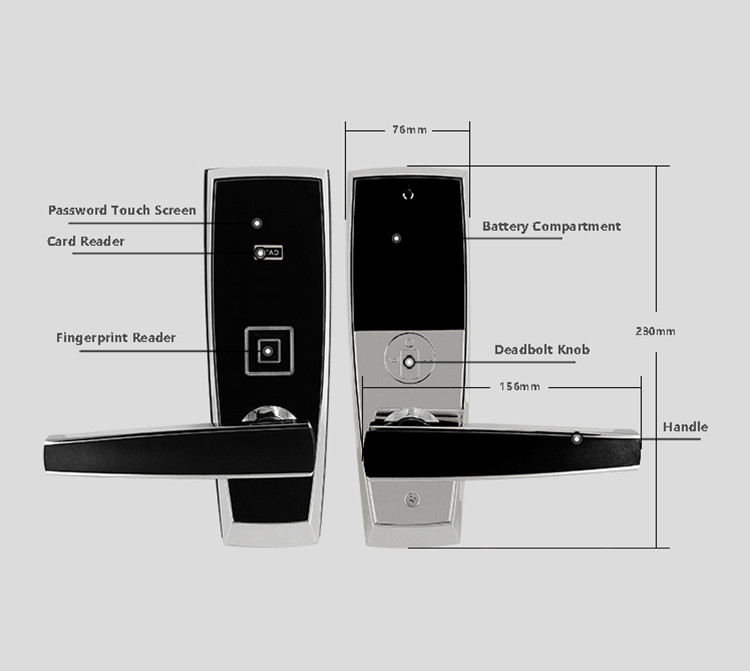 High Security Keypad Code Door Lock Biometic Semiconductor Fingerprint Reader
