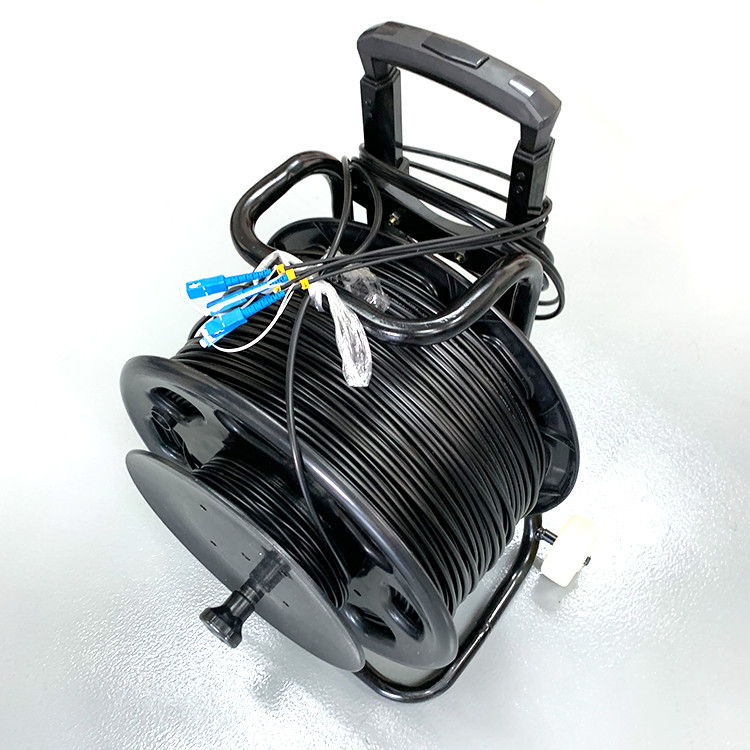 Portable Fiber Optic Cable Reel With SC/LC/FC Connector 2/4/6/8/12 Cores