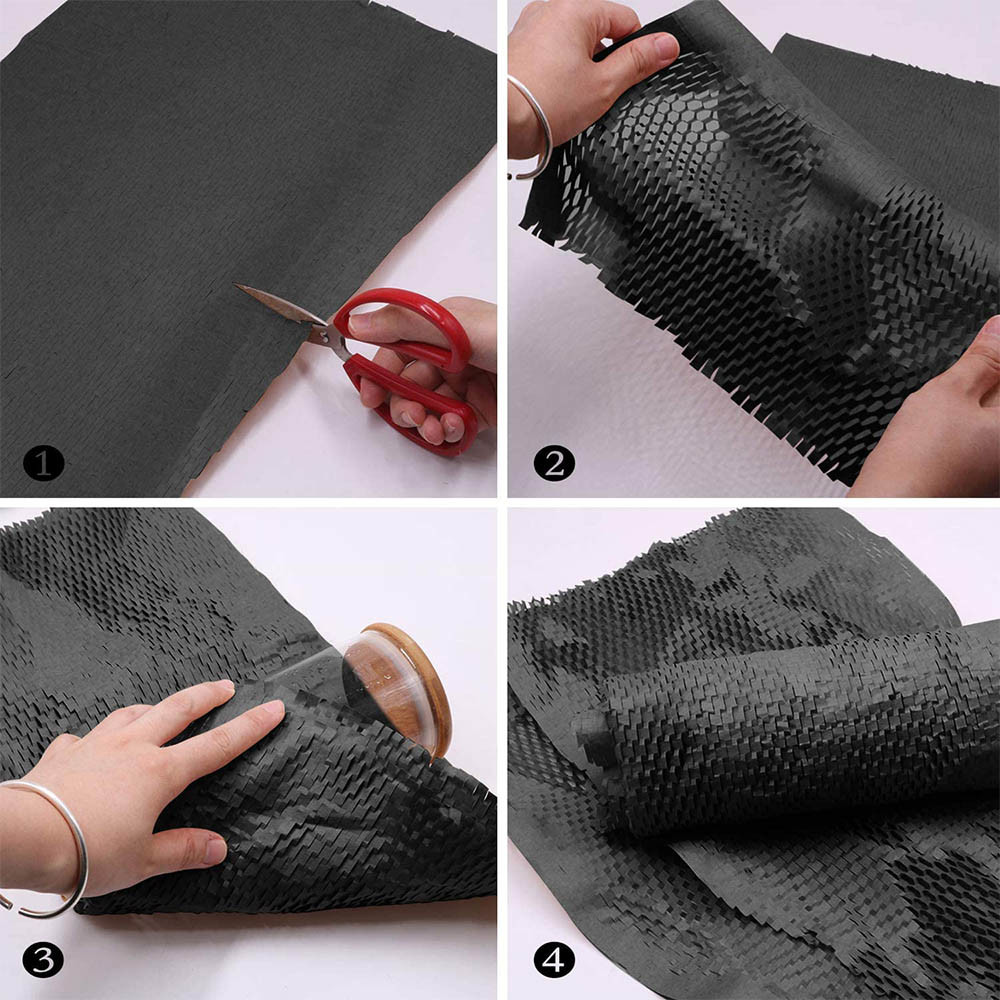 Black 100% Virgin Pulp 80gsm Eco Wrapping Paper Roll Cushion Packaging