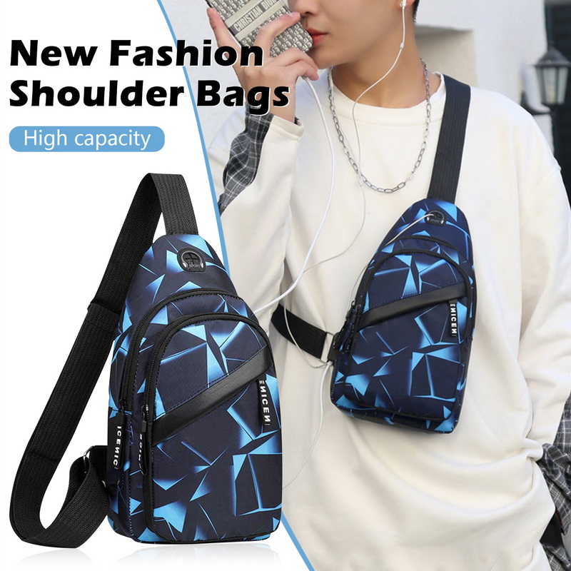 Men Anti Theft Chest Bag Short Trip Messengers Bags USB Charging Crossbody