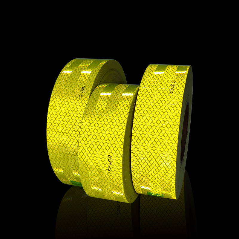 High Intensity DOT C2 Reflective Marking Tape On Trailers Fluorescent Yellow Green