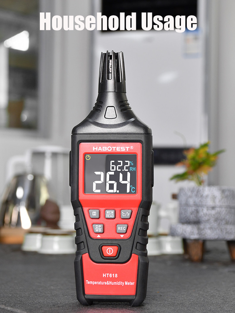 60 Degree LCD Display Digital Temp And Humidity Meter