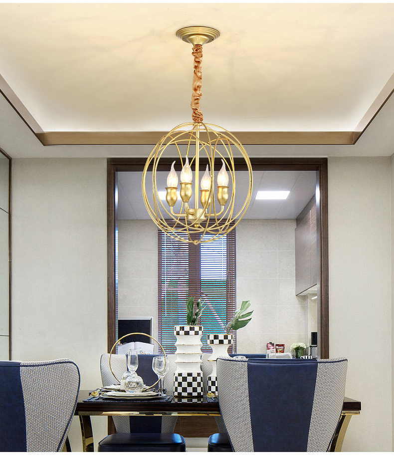 Iron Chandelier Lighting For Bedroom Kitchen E14 LED Modern Gold Black Chandelier(WH-CI-128)