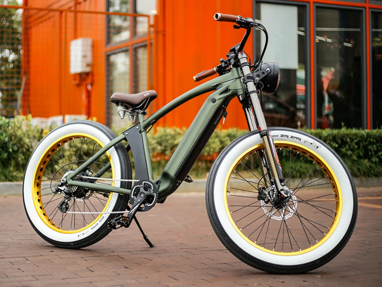 Long Range Beach Cruiser Electric Bike 48V 750W 26 Inch Fat Tire Ebike Beach Cruiser