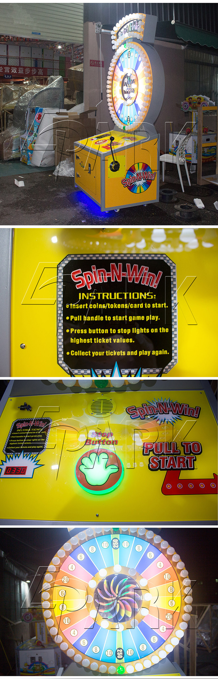 Epark Spin N Win Video Entertainment Equipment / Coin Amusement Game Machine