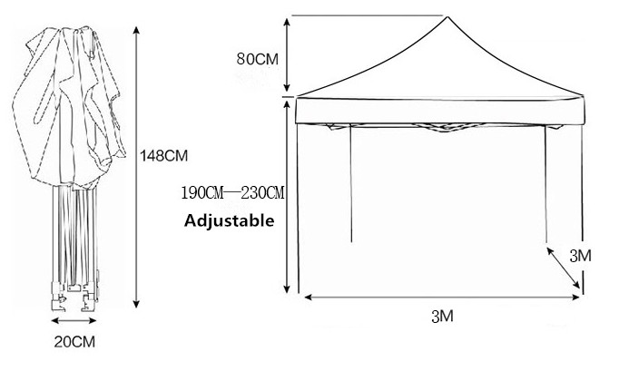 Hot Sale 3x6m Portable Gazebo Tent Advertising Pop Up Waterproof Customized Sized Folding Tents