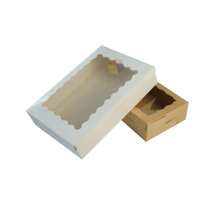 Food Grade Folding Cake Boxes With Window Paperboard Material Recycled