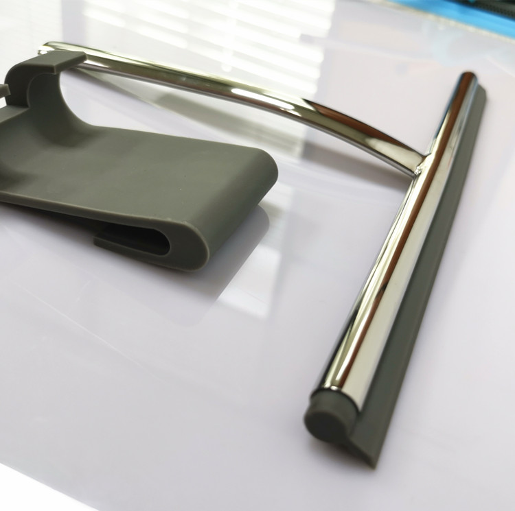Handle Stainless Steel Window Squeegee Cleaning Door Glass Wiper Squeegee with Silicone Holder